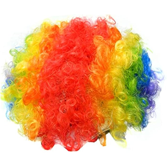 Wonka Generic Halloween Clown Disco and Fans - Multicolored Wig - Image 5